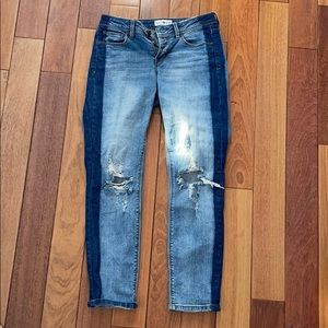 Side-Striped Ripped Skinny Jeans